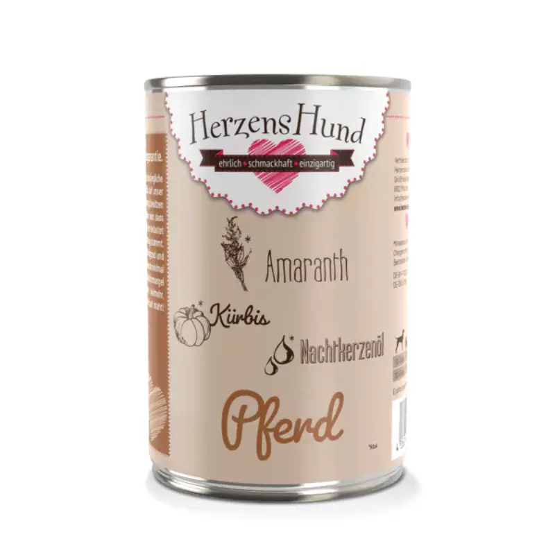 Herzens Hund Cavallo con Amaranto Umido per Cani – 400 g