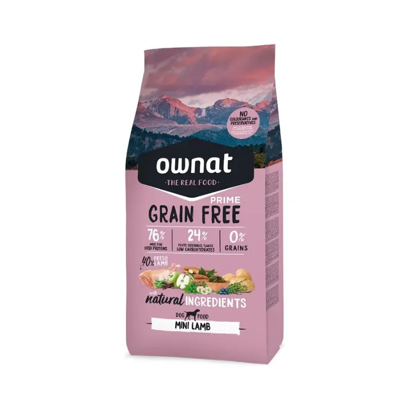 Ownat Dog Prime Grain Free Mini all’Agnello per Cani – 1 Kg
