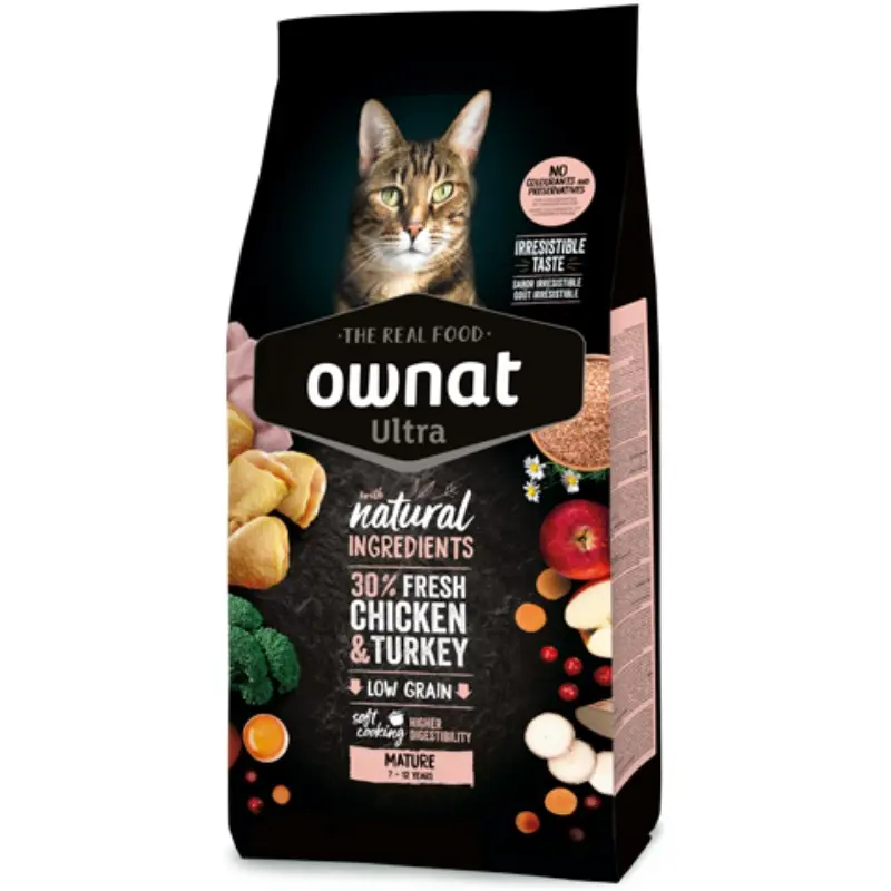 Ownat Cat Ultra Mature con Pollo e Tacchino per Gatti – 3 Kg
