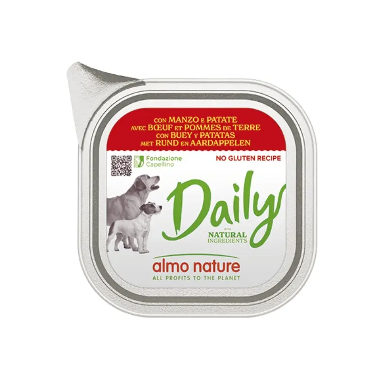 Almo Nature Daily con Manzo e Patate per Cani – 300 g, 12 pezzi