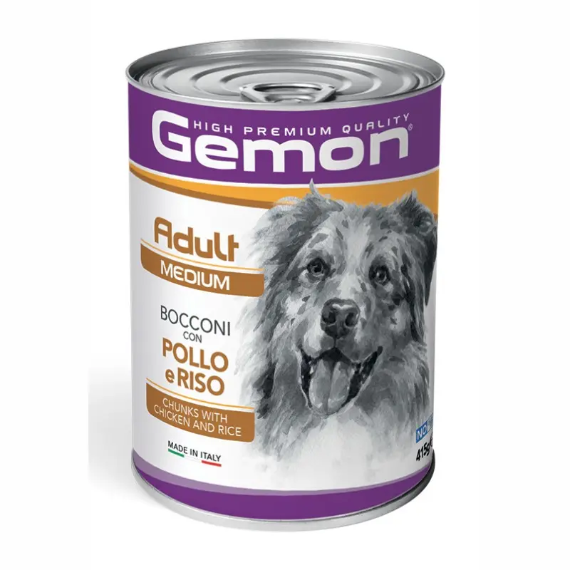 Gemon Medium Adult Bocconi con Pollo e Riso per Cane – 415 g
