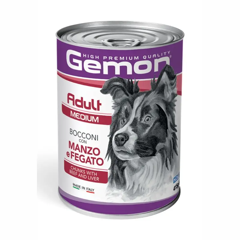 Gemon Medium Adult Bocconi con Manzo e Fegato per Cane – 415 g