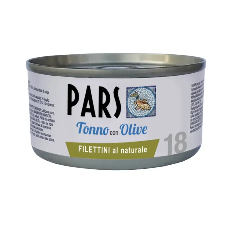 Pars Monoproteico Filettini al Naturale Tonno con Olive per Cani e Gatti 85gr – 85 g, Singola