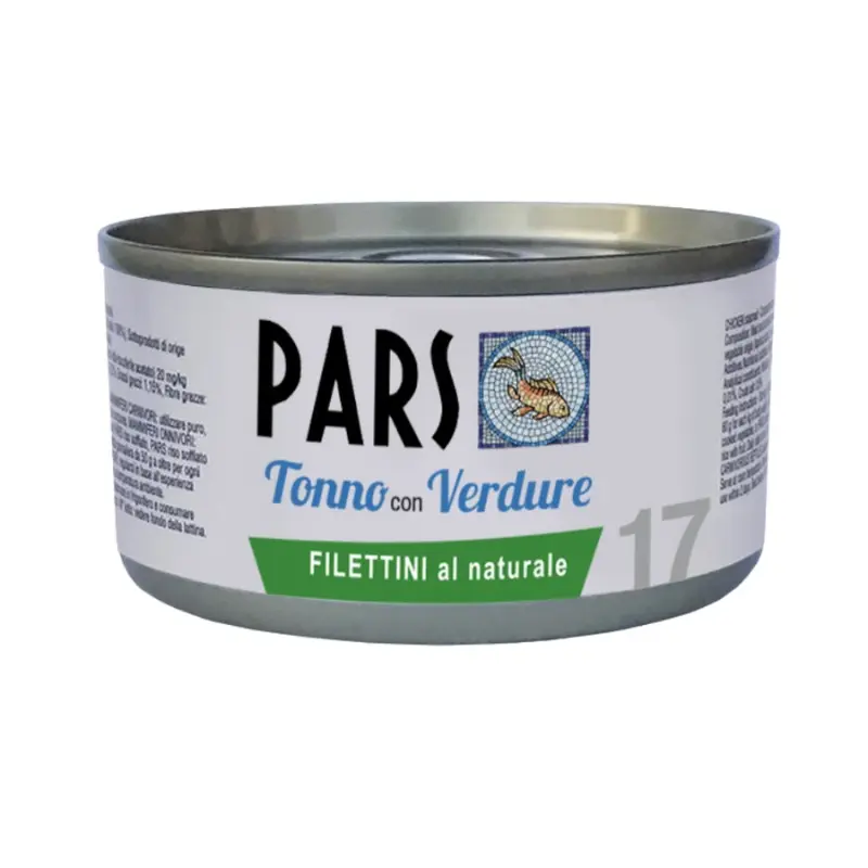 Pars Monoproteico Filettini al Naturale Tonno con Verdure per Cani e Gatti 85gr – 70 g, 6 pezzi