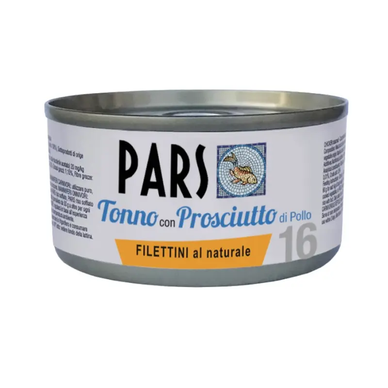 Pars Monoproteico Filettini al Naturale Tonno con Prosciutto di Pollo per Cani e Gatti 85gr – 85 g, 6 pezzi