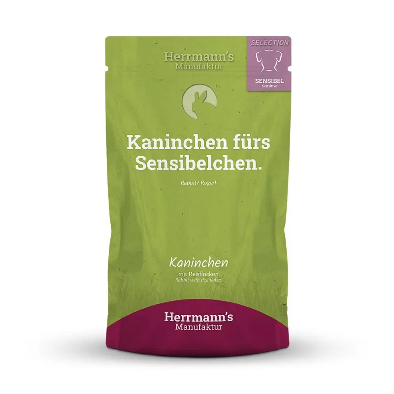 Herrmann’s Selection Coniglio con Fiocchi di Riso per Cani – 150 g, 12 pezzi
