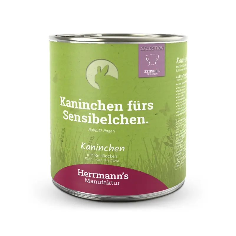 Herrmann’s Selection Coniglio con Fiocchi di Riso per Cani – 800 g, 6 pezzi