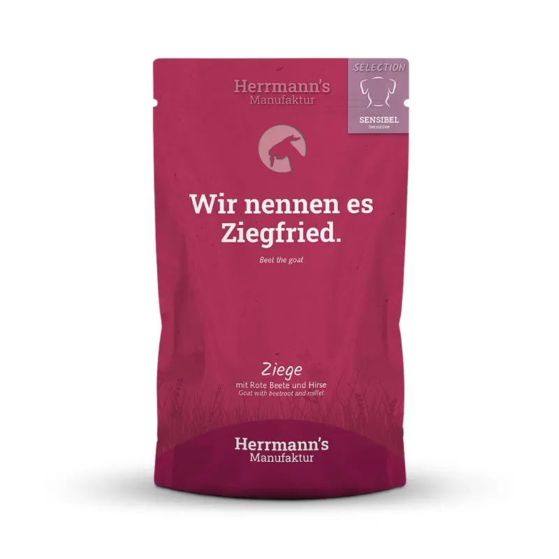 Herrmann’s Selection Capra con Barbabietola e Miglio per Cani – 150 g, 12 pezzi