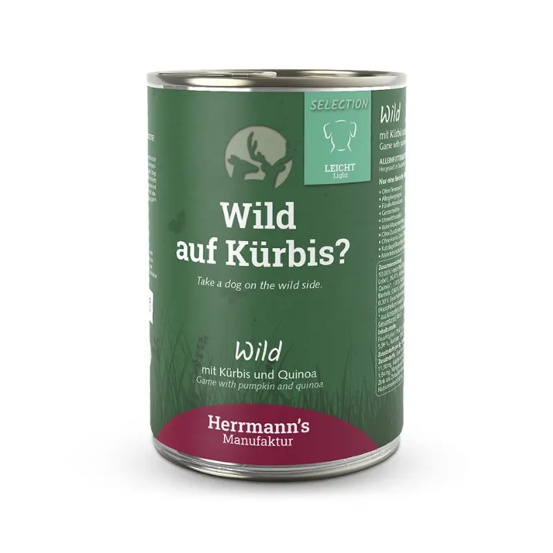 Herrmann’s Selection Light Cervo con Zucca e Quinoa per Cani – 400 g, Singola