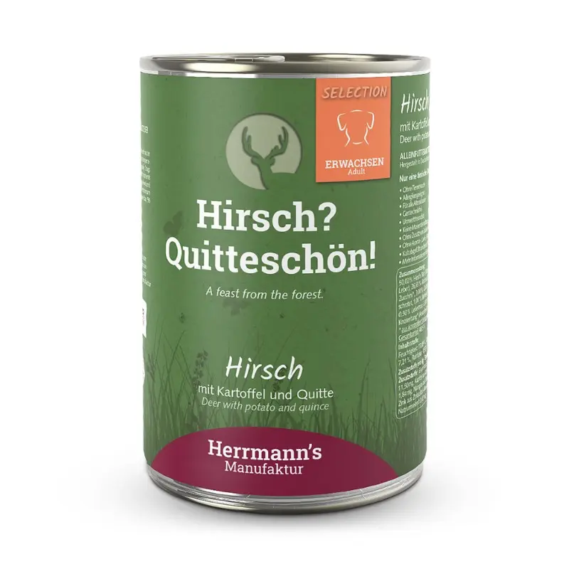 Herrmann’s Selection Cervo con Patate e Mele per Cani – 400 g, Singola
