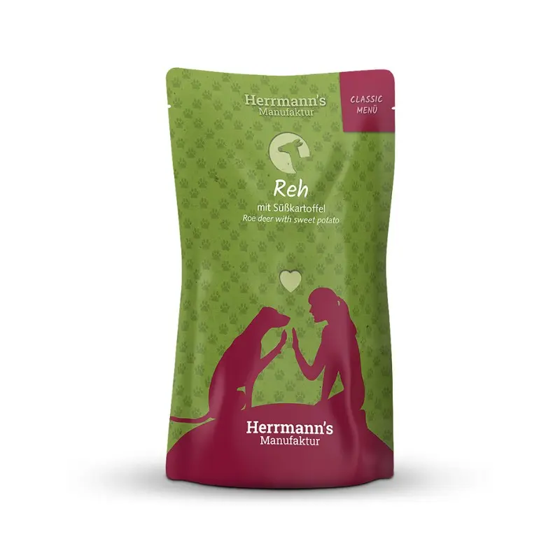 Herrmann’s Classic Cervo Bio con Patate Dolci per Cani – 130 g, 12 pezzi
