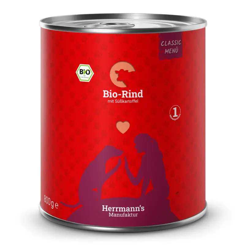 Herrmann’s Classic Manzo Bio con Patate Dolci per Cani – 800 g, 12 pezzi