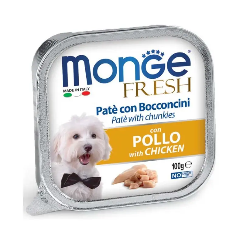 Monge Fresh Adult Pollo Umido per Cani – 100 g, 6 pezzi