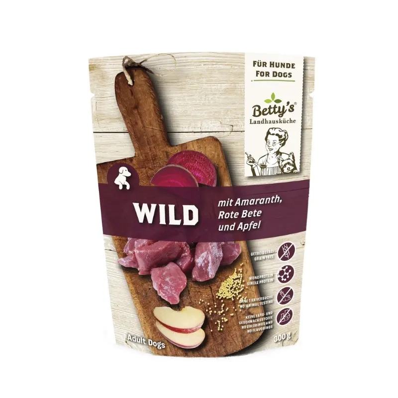 Betty’s Landhausküche Cervo con Barbabietola Umido per Cani – 300 g, Singola