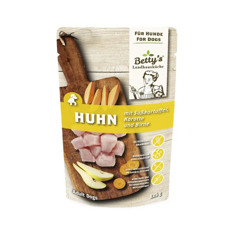Betty’s Landhausküche Pollo con Patate Umido per Cani – 125 g, Singola