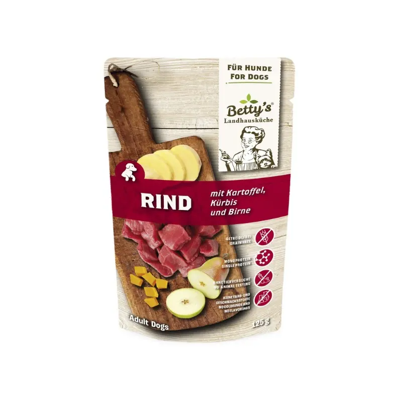 Betty’s Landhausküche Manzo con Patate Umido per Cani – 125 g, Singola
