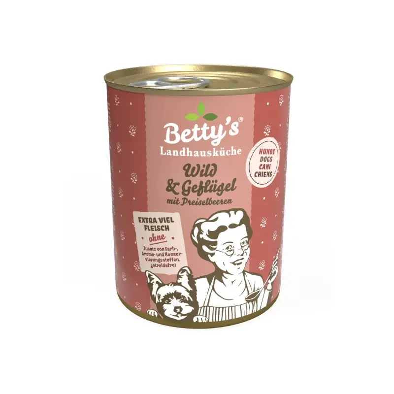 Betty’s Landhausküche Selvaggina e Pollame Umido per Cani – 400 g, Singola