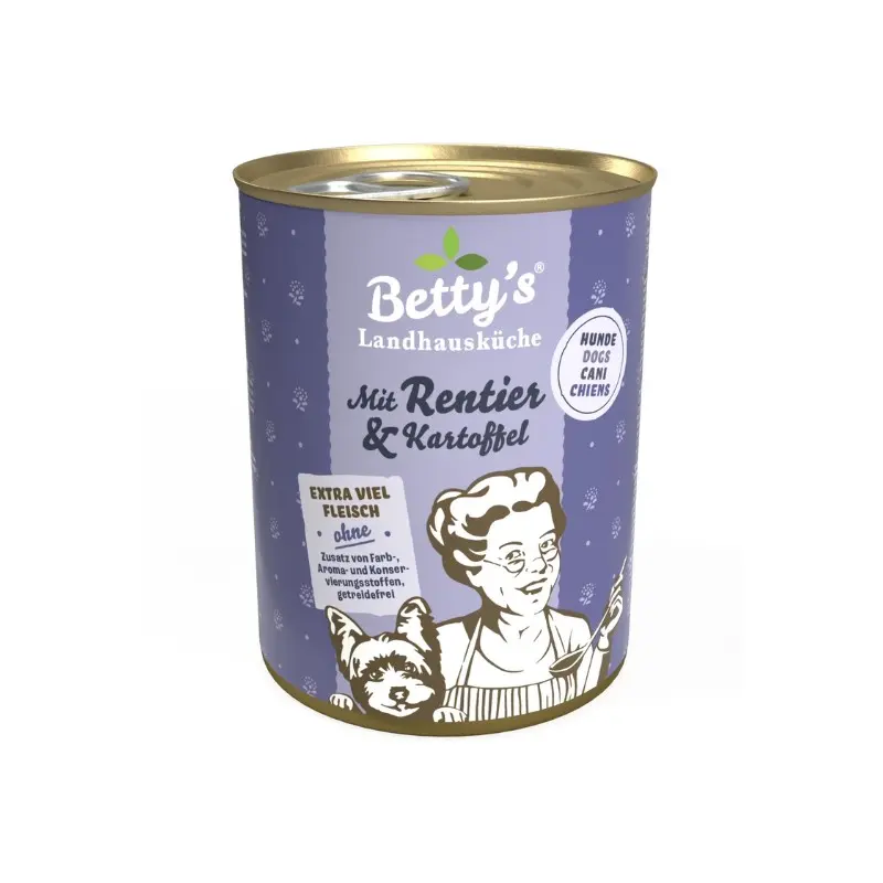 Betty’s Landhausküche Renna e Patate Umido per Cani – 800 g, Singola