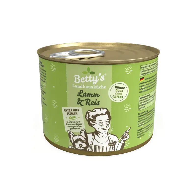 Betty’s Landhausküche Agnello e Riso Umido per Cani – 200 g, Singola