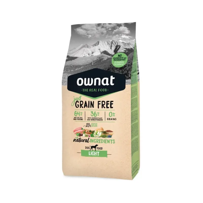 Ownat Dog Grain Free Just Light al Pollo per Cani – 14 Kg