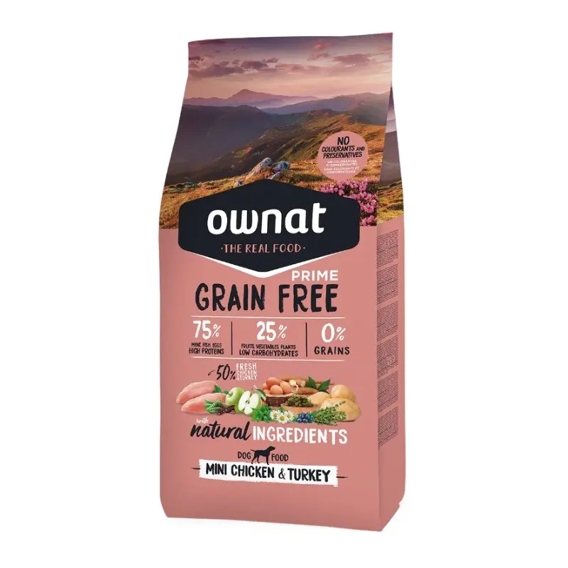 Ownat Dog Prime Grain Free Adult Mini Pollo e Tacchino per Cani – 1 Kg