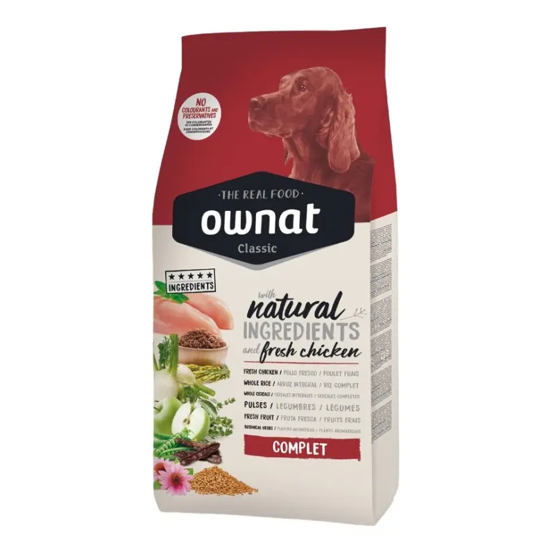 Ownat Dog Classic Complet Adult Pollo, Mela e Riso per Cani – 12 Kg