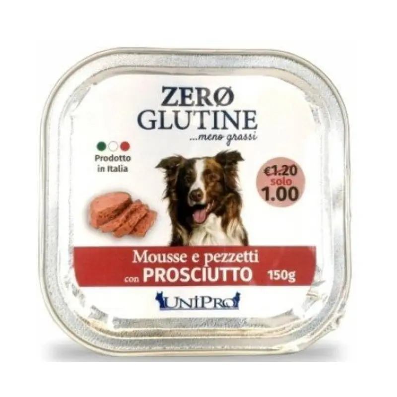 Unipro Zero Glutine al Prosciutto per Cani – 150 g, 6 pezzi