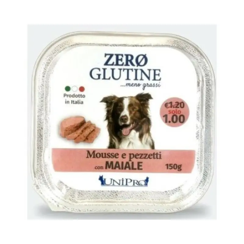 Unipro Zero Glutine al Maiale per Cani – 150 g, 6 pezzi