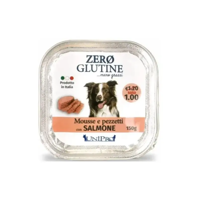 Unipro Zero Glutine al Salmone per Cani – 150 g, 6 pezzi