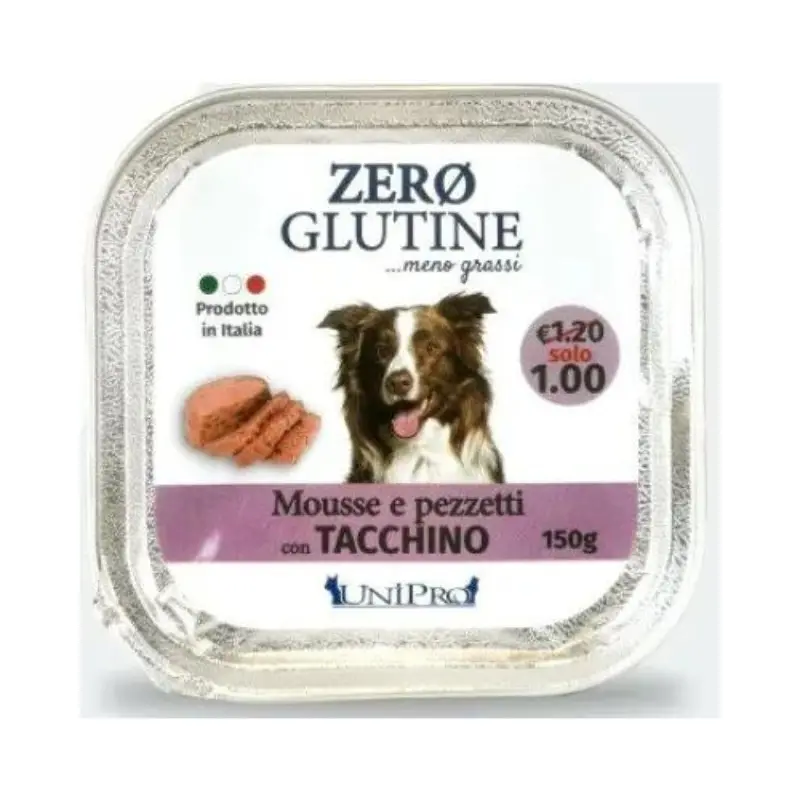 Unipro Zero Glutine al Tacchino per Cani – 150 g, 12 pezzi