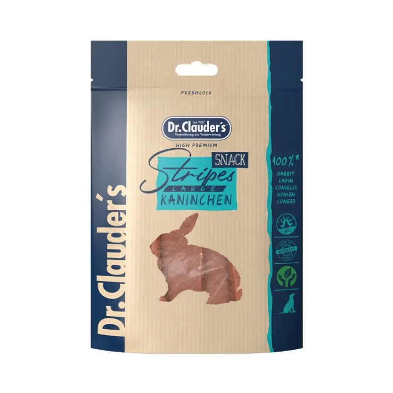 Dr Clauder’s Strisce di Filetto di Coniglio Small per Cani – 80 g