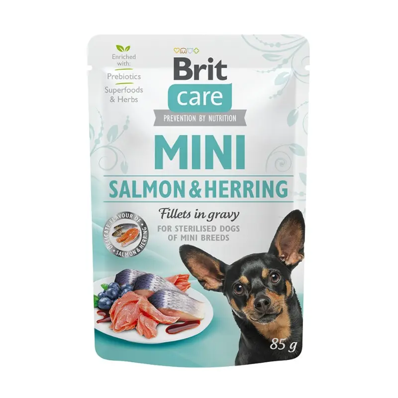 Brit Care Mini Salmone e Aringa in Salsa per Cani – 85 g, 12 pezzi