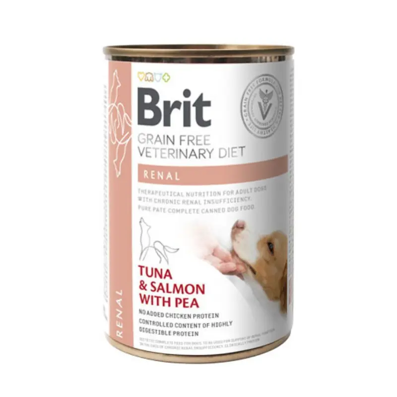 Brit Veterinary Diet Renal Tonno e Salmone Umido per Cani – 400 g, Singola