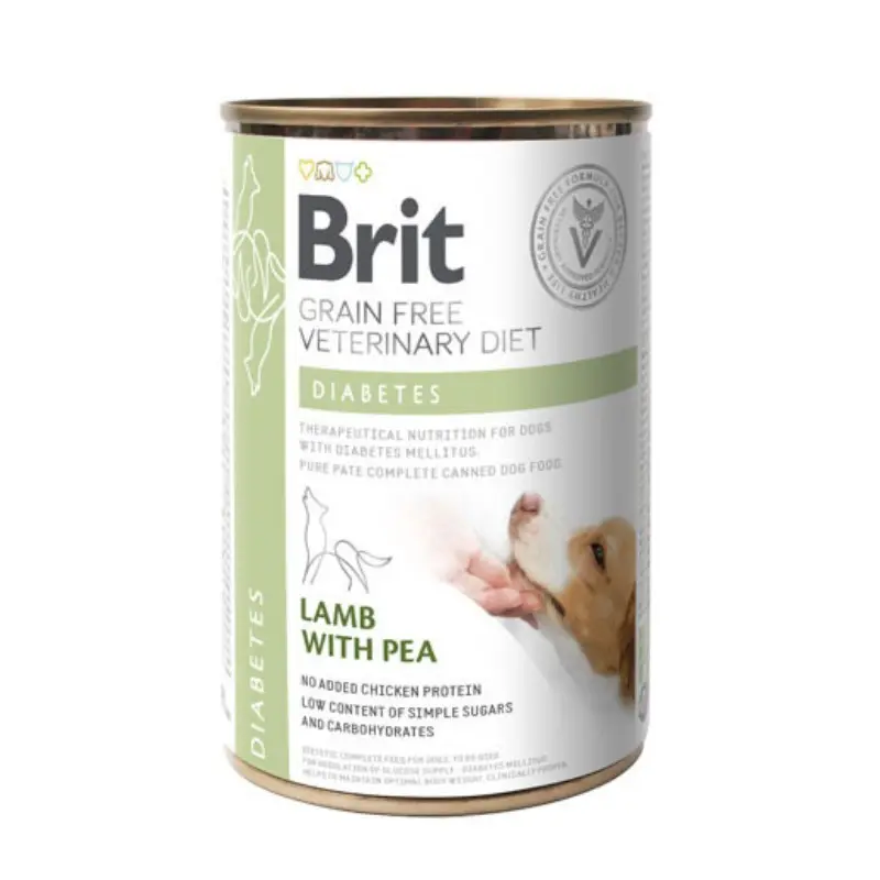Brit Veterinary Diet Diabetes Agnello e Piselli Umido per Cani – 400 g, 12 pezzi