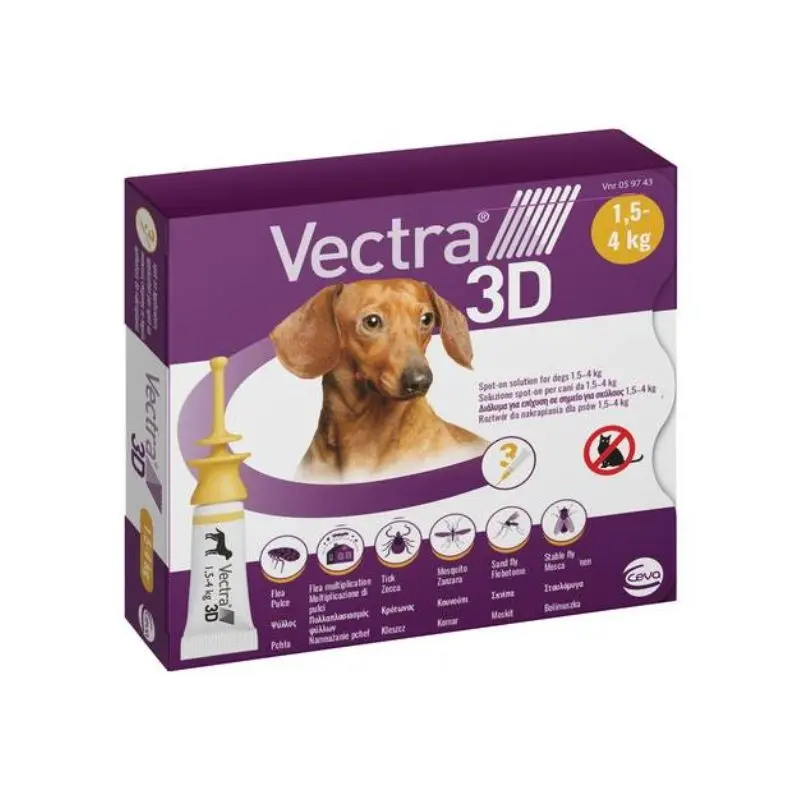 Vectra 3D Antiparassitario Cane 1,5 – 4kg – 3 Pipette