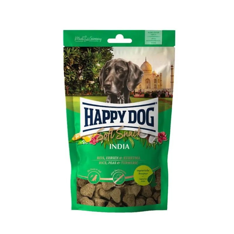 Happy Dog Soft Snack India Riso Piselli e Curcuma per Cani – 100 g