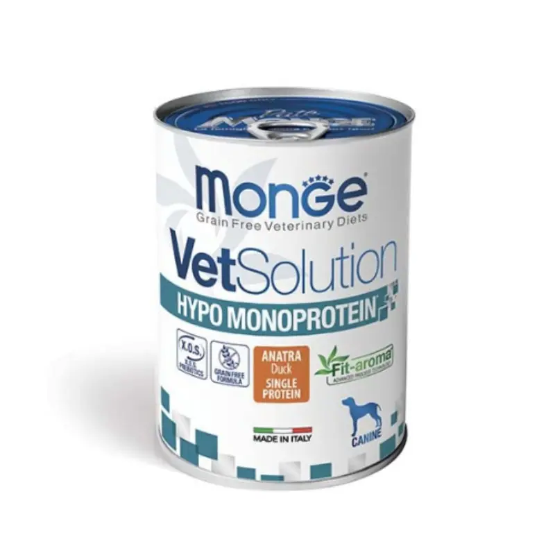 Monge VetSolution Hypo Monoprotein Anatra Umido per Cani – 400 g, 6 pezzi
