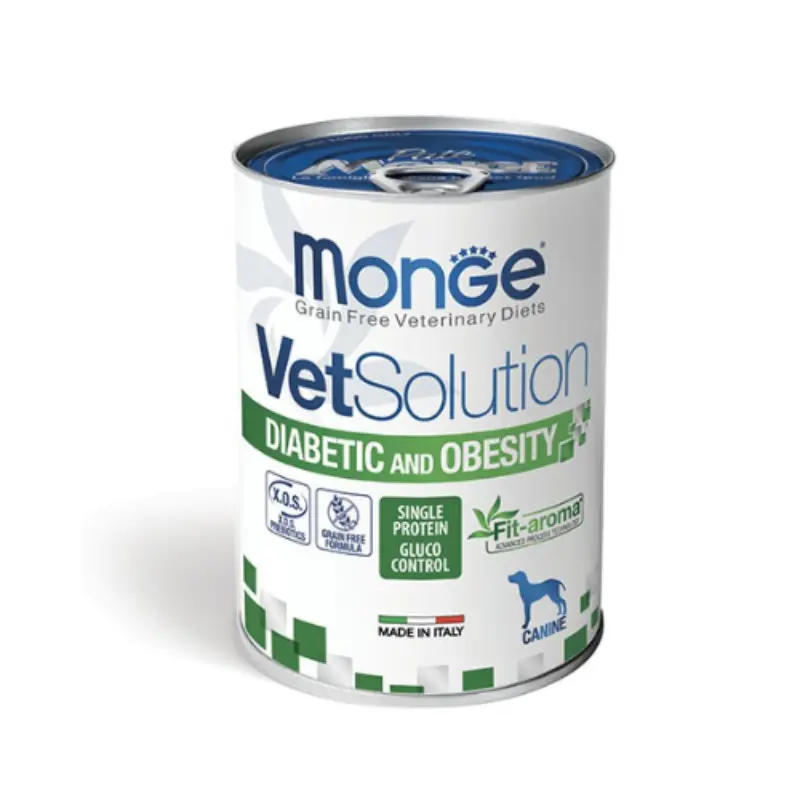 Monge VetSolution Diabetic/Obesity Umido per Cani in Lattina – 400 g, 12 pezzi