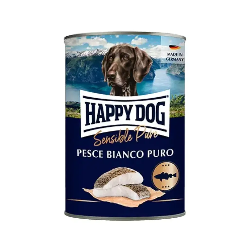 Happy Dog Pesce Bianco Puro per Cani – 200 g, 12 pezzi