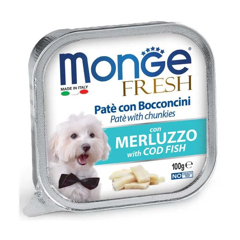 Monge Fresh Adult Merluzzo Umido per Cani – 100 g, 16 pezzi