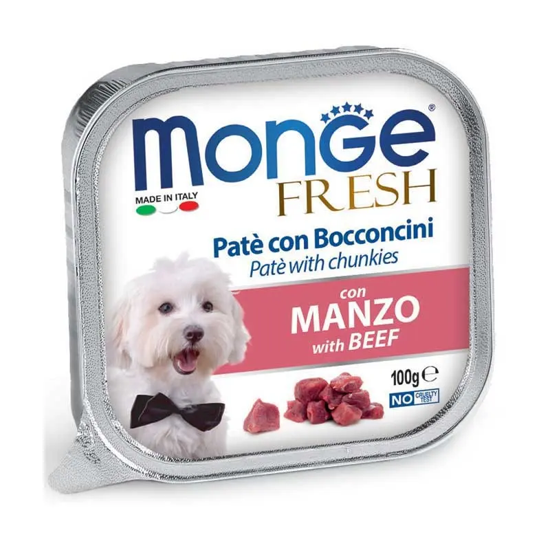 Monge Fresh Adult Manzo Umido per Cani – 100 g, Singola