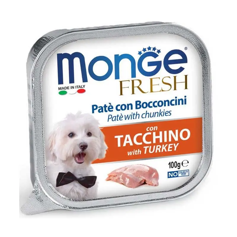 Monge Fresh Adult Tacchino Umido per Cani – 100 g, Singola