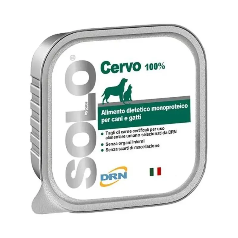 DRN Solo Cervo Umido per Cani e Gatti – 100 g, 6 pezzi