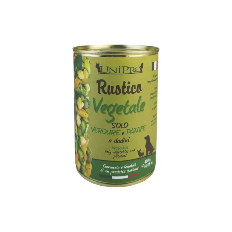 Unipro Rustico Vegetale Solo Verdure e Patate a Dadini per Cani – 400 g, 6 pezzi
