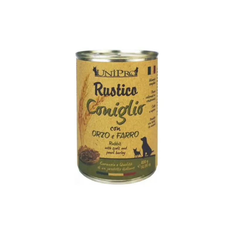 Unipro Rustico Coniglio con Orzo e Farro per Cani – 400 g, Singola