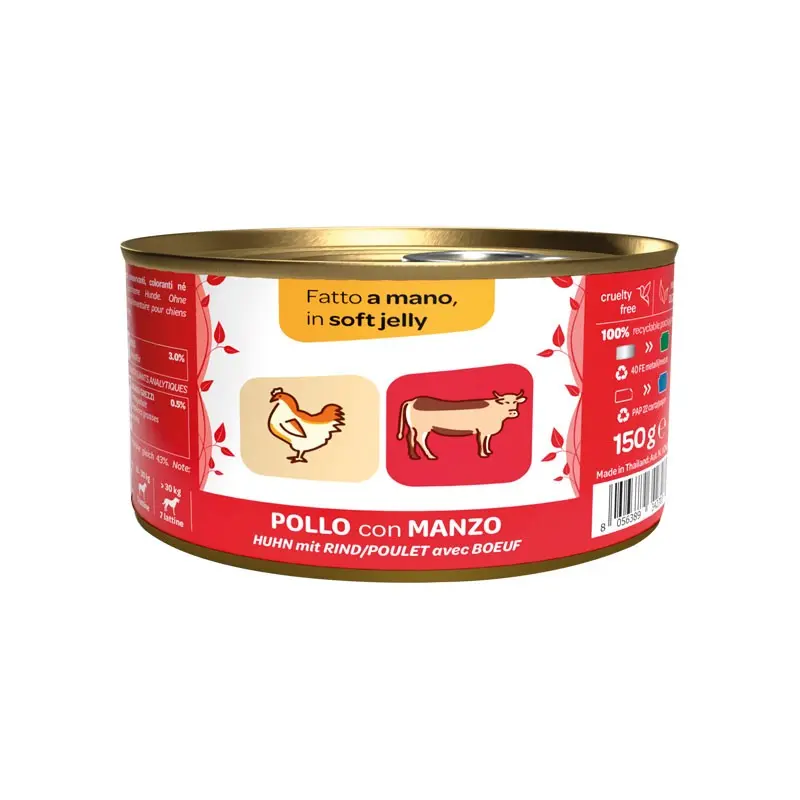WeNature Pollo con Manzo Umido Soft Jelly per Cani – 150 g, Singola