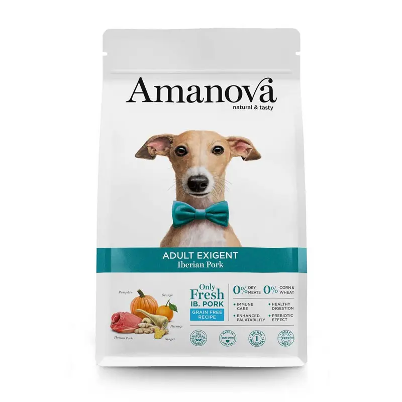 Amanova Adult Exigent Maiale Iberico per Cani – 10 Kg, Singola