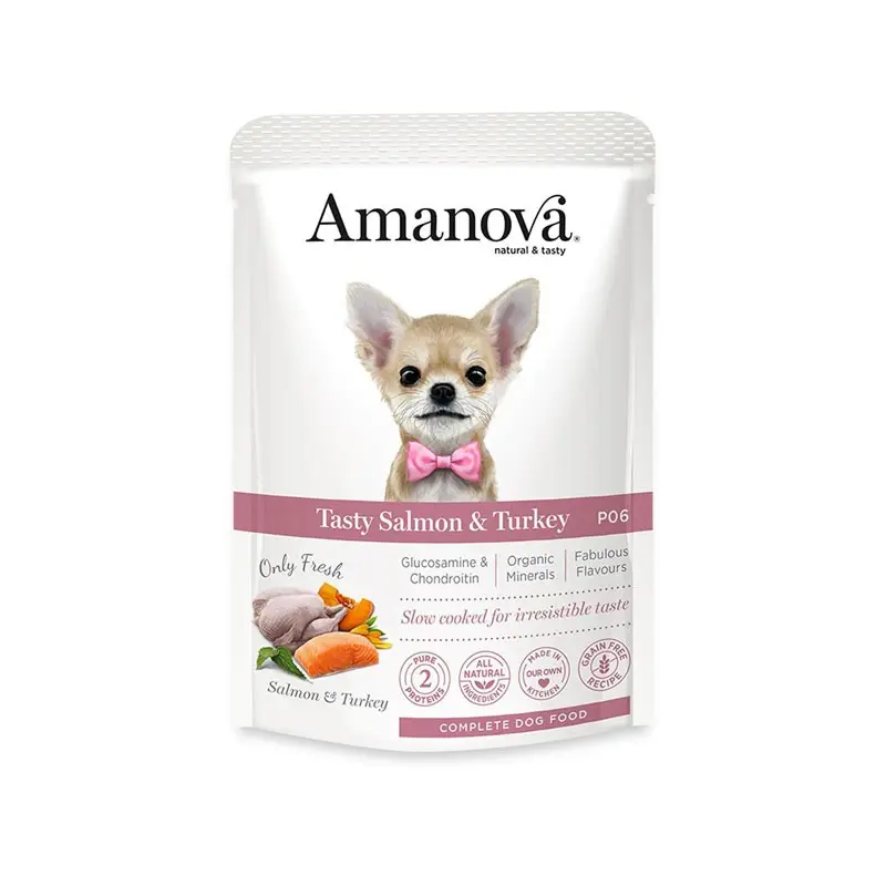 Amanova Adult Salmone e Tacchino P06 per Cani – 100 g, 12 pezzi