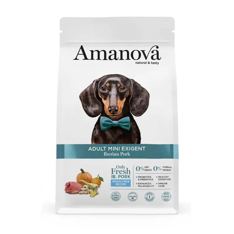Amanova Adult Mini Exigent Maiale Iberico per Cani – 7 Kg, Singola