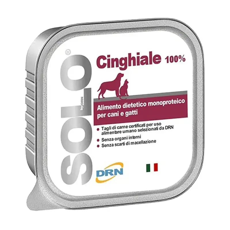 DRN Solo Cinghiale Umido per Cani e Gatti – 100 g, 6 pezzi